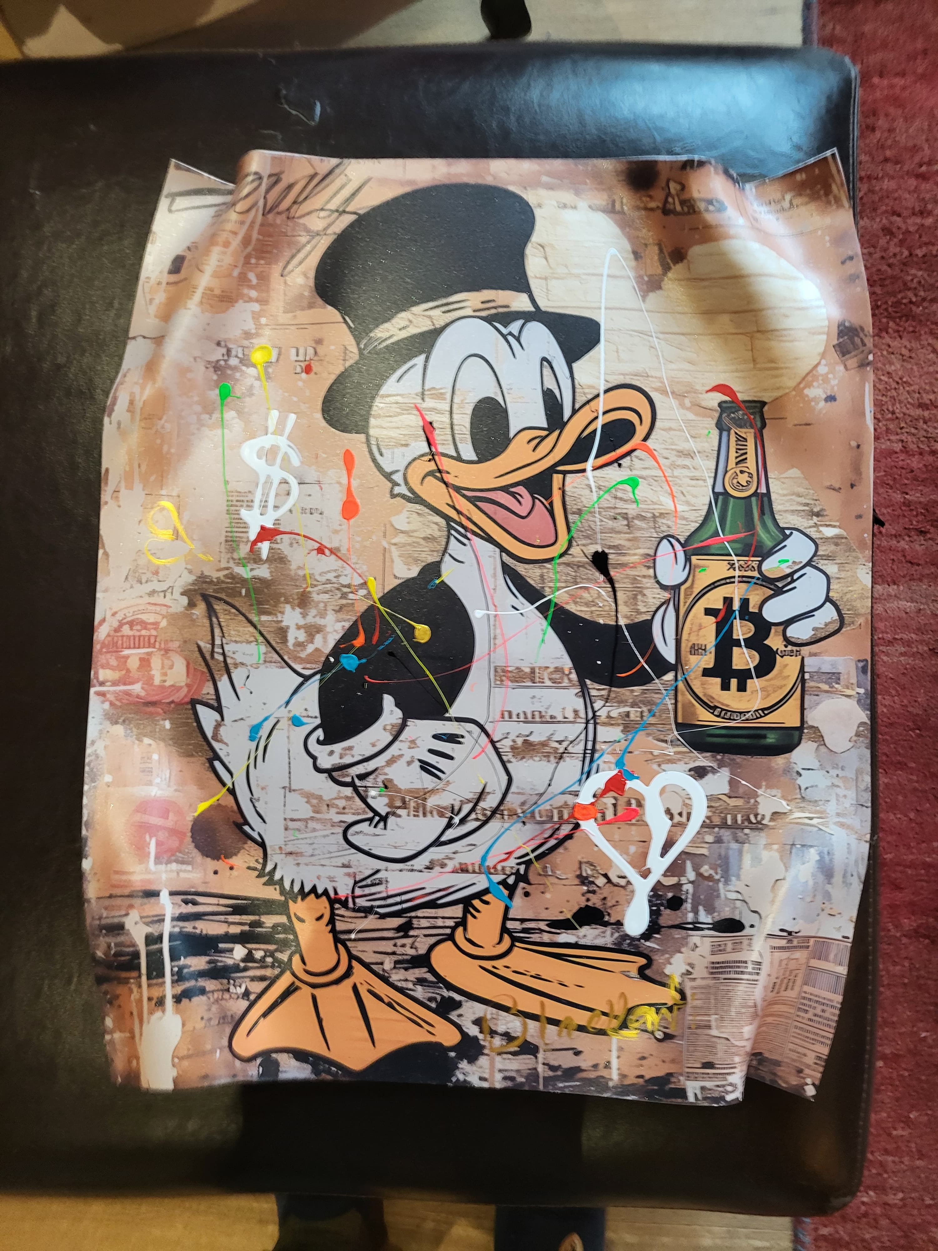 Blackarts - Donald Duck & Bitcoin-kunstwerk (nummer 1/5)