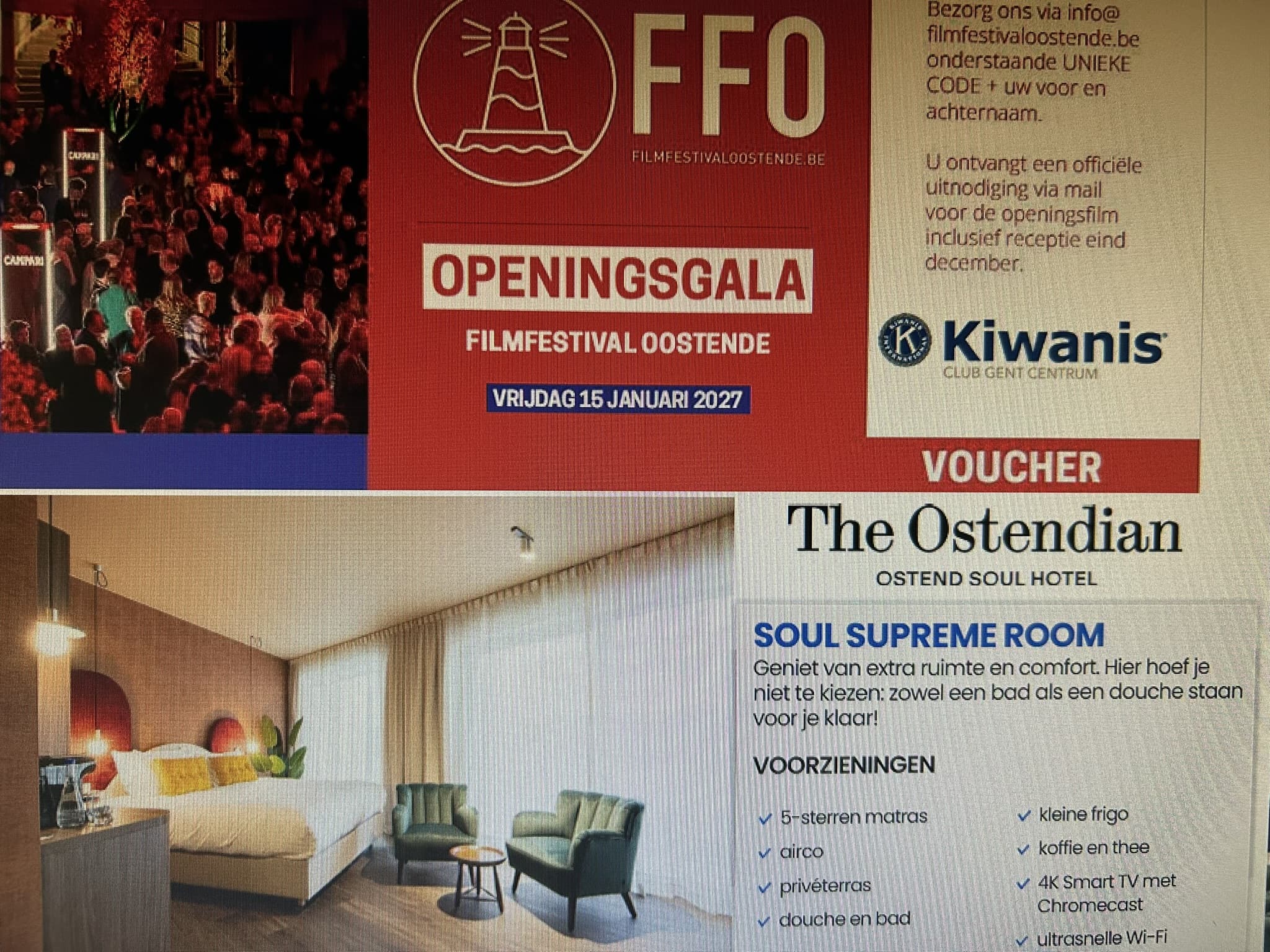 Escolit - Filmfestival Oostende - Duo ticket voor VIP-avond met overnachting (2 pers)